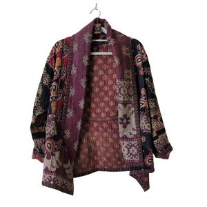 Serrahna Quilted Kantha Jacket Medium Handmade‎ Artsy Boho Patchwork Tailored M